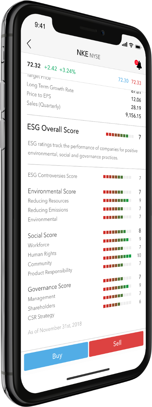 iPhone X enseña una pantalla de muestra de los criterios ASG