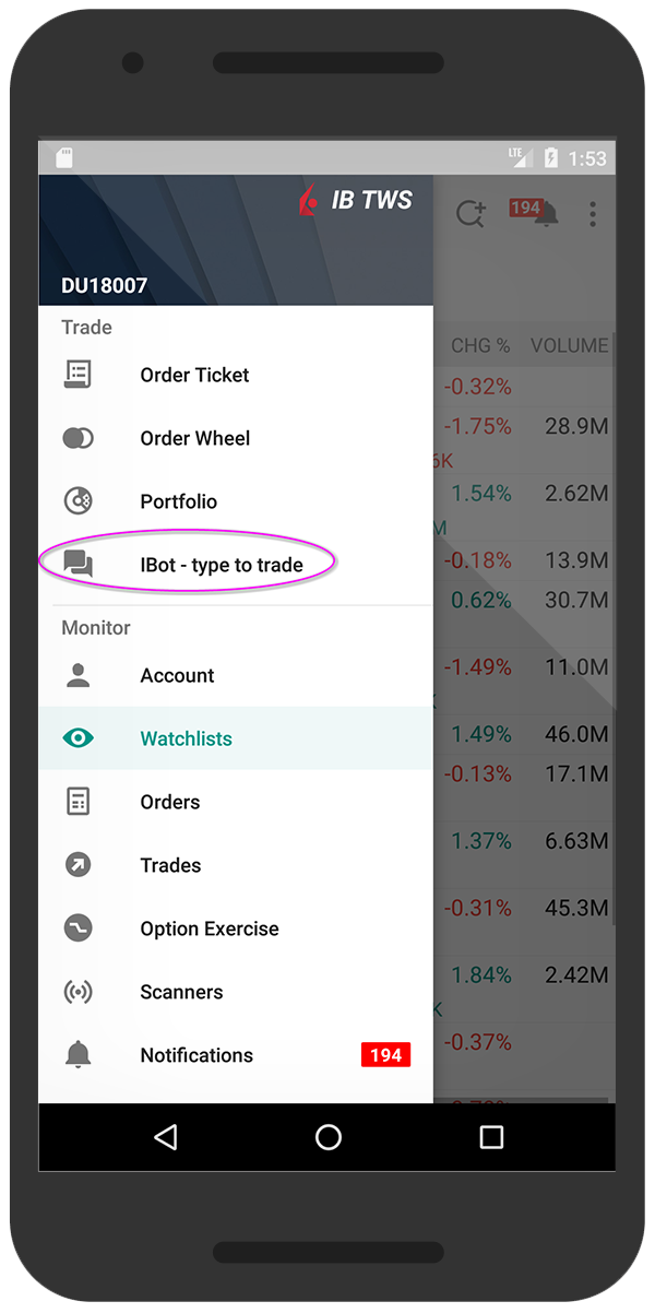 IBKR Mobile für Android - IBot öffnen