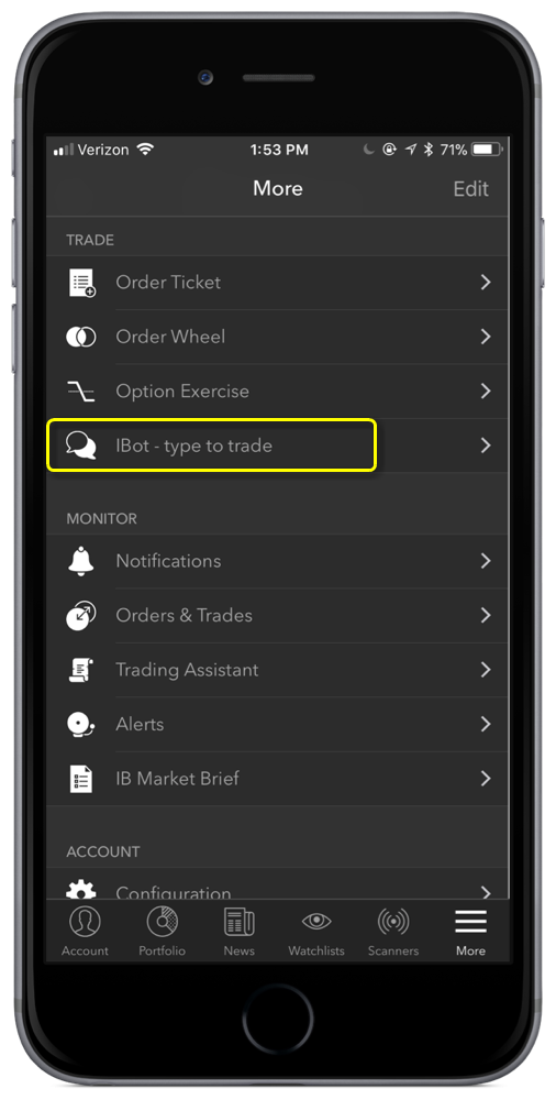 IBKR Mobile pour iPhone Ouvir IBot