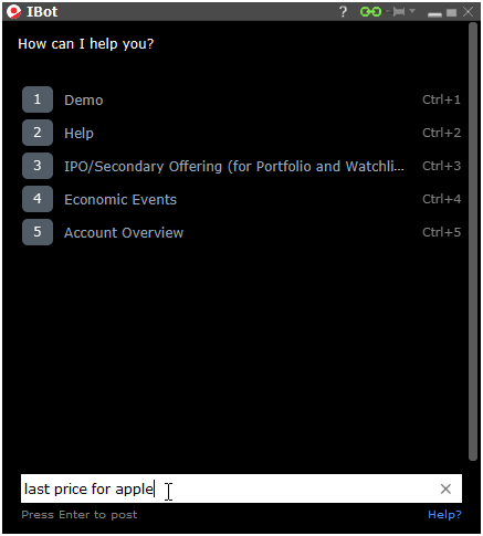 È possibile interrogare IBot per conoscere il prezzo delle azioni Apple
