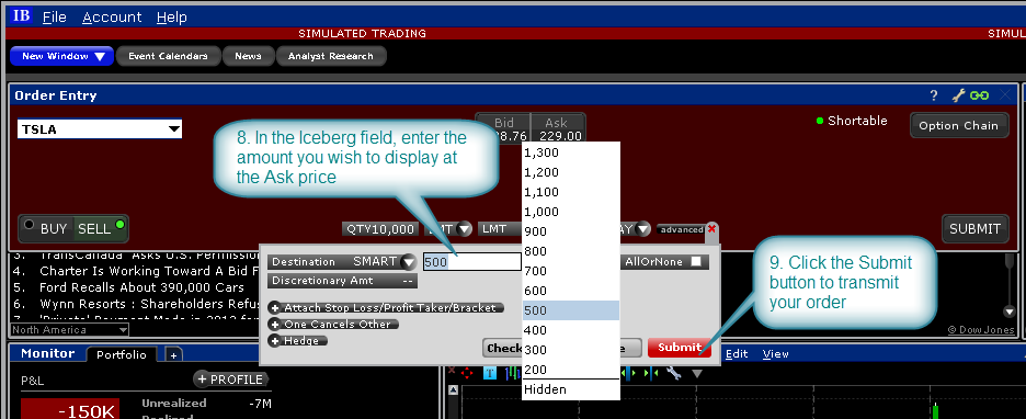 Iceberg-Order im Mosaic-Layout