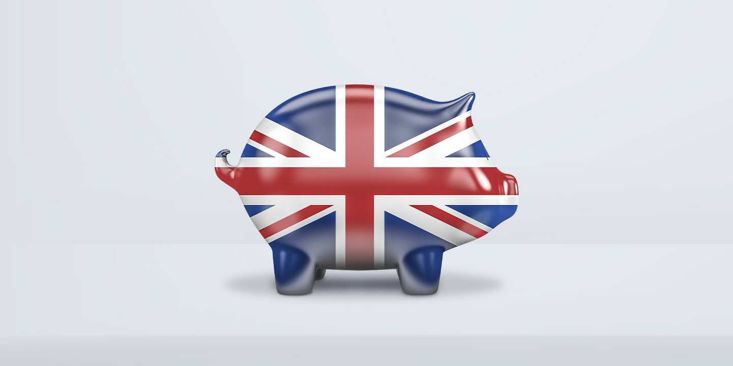 Sparschwein mit britischer Flagge